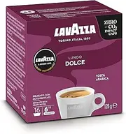 [Lavazza] A Modo Mio Lungo Dolce, 16 Coffee Pods, with Aromatic Notes of Dried Fruits, for a Sweet Espresso, 100% Arabica, Intensity 6/13, Medium Roasting, Compostable, 1 Pack of 16 Coffee Pods