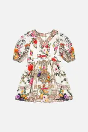 KIDS MINI DRESS WITH WAIST SASH AND BOW 4-10 EGYPTIAN ROSE