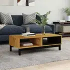 Coffee Table Sofa Lounge Side Lamp Storage Pine Wood FLAM 100x50x32.5cm