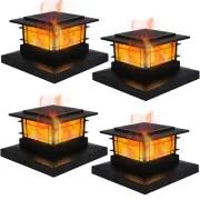 Dynaming 4 Pack Solar Flame Post Lights Outdoor, Solar Powered Fence Post Cap...