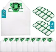 VK200 Vacuum Cleaner Bags + Filters for Vorwerk Kobold VK 200 FP200 Vacuum Cleaner, 5-Ply Micro Dust Cleaning Bag, Replacement Accessories 12 Dust Bags, 2 HEPA Filters