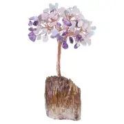 SUNYIK Handmade Crystal Money Tree Set on Amber Calcite Base, Tree of Life Wr...