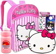 Hello Kitty Backpack and Lunch Box Set for Girls - Bundle with 16” Hello Kitty Backpack, Lunch Bag, Water Bottle, Stickers, More | Hello Kitty School Backpack for Girls