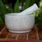 5" Marble Mortar And Pestle White Stone Pestle Set To Grind Food Made In India