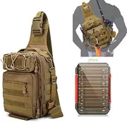 Fishing Tackle Backpack with Durable Storage Tray, Rod & Gear Holder - Lightweight Outdoor Water-Resistant Shoulder Storage Bag