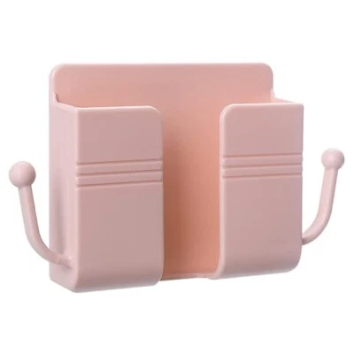 Pink Wall Mounted Box Remote Control Phone Organizer Mobile Plug Holder Stand US