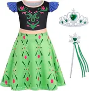 [Eledobby] Anna Dress for Girls Kids Princess Anna Costume Halloween Cosplay Outfit Birthday Party Dress