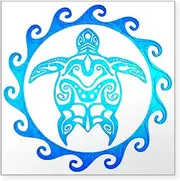 CafePress Blue Tribal Turtle Sun Sticker Square Bumper Sticker, 3"x3" (Small) or 5"x5" (Large)