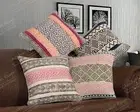 Cushion Cover Home Décor 4 Set Handwoven Multicolor Block Printed Cotton