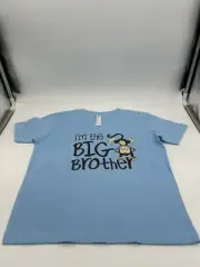 Rabbit Skins “I'm The Big Brother” Blue T-Shirt w/ Brown Lettering & Monkey Sz 4