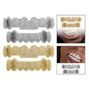 Hip Hop Grill Set Tooth 8 Top Tooth 8 Bottom Tooth for Men Women Rapper Costume