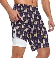 [ZZXXB] Corgi Dog Rose Floral Athletic Shorts for Men with Pockets 2 in 1 Quick Dry Running Shorts S-3XL