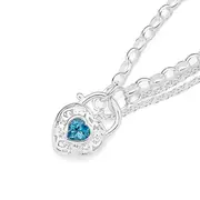 Silver Blue Topaz Padlock Bracelet in Blue