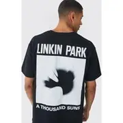 Mens Black Oversized Linkin Park Band License Print T-Shirt