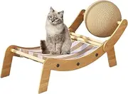 Cat Chair Scratcher,Cat Lounge Chair with Toy Ball | Elevated Pet Lounger Boredom Relief for Balcony Patio Outdoor Sunbathing Beach Relaxation Enjoyment