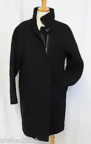 J CREW STADIUM CLOTH STANDING COLLAR COAT BLACK SIZE 00 NWT $368