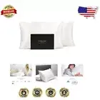 Cooling Natural White 30mm Mulberry Silk Pillowcases - Set of 2, Standard Size