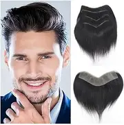 Mens Wig Hair Human Hair Men Toupee Full PU Base Forehead V Loop Frontal Hairline Invisible Hairpiece Mens Toupee(18x4cm)