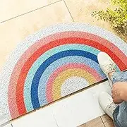 Rainbow Doormat - Cute Rainbow Welcome Door Rug for Entryway – Fun Multicolor Outdoor Mat - Semi-Circular Entrance Floor Rugs with Anti Slip Backing (17.7" x 35.4")
