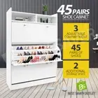 45 Pairs Shoe Cabinet Cupboard Storage Organiser Shelf Wooden Rack White
