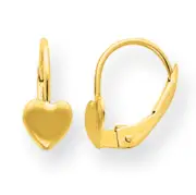 14K Yellow Gold Polished Heart Earrings Leverback Madi K Children's Jewelry