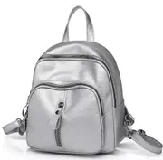 Fashion Casual Ladies Litchi Texture PU Leather Shoulder Bag Backpack Handbag (Silver)
