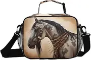 Chief Indian Horse Insulated Lunch Box for Women Men - Ideal for Work, Picnics - Includes Adjustable Shoulder Strap