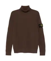 Stone Island Logo Patch Roll Neck Jumper Green