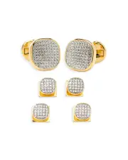 Cufflinks Inc White Pave Crystal Stud & Cufflink Set