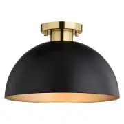 Vaxcel Devon 13" Semi Flush Mount, Matte Black/Satin Brass - C0306