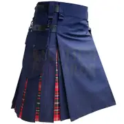 Handmade Utility Kilt For Men Navy Hybrid Kilt With MacDougall Modern Tartan