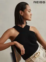 Reiss Black Darla Ribbed Cross-Over Vest (M48696) | $195
