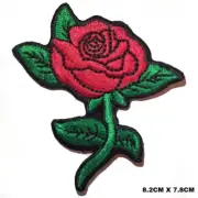 Red Rose Flower Logo Embroidered Patch Iron On/Sew On Patch Batch