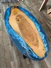 Epoxy Ocean Table Oval , Live edge Cedar Epoxy table, Epoxy Resin Table Decor