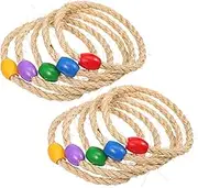 OHPHCALL 10Pcs Ring Toss Durable Jute Rope Rings for Carnival Party Garden Games Outdoor Fun Safe Easy to Use for Multiple Participants