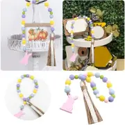 Easter Bunny Tassel Beaded Colorful Wood Bead String DIY Decorative Pendant