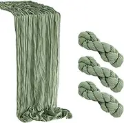 3 Pack Cheesecloth Table Runner, Table Decor Romantic Wedding Runner Gauze Table Runner for Baby Shower Bridal Shower Wedding Birthday Party Table Decor (Green(90x300cm))