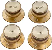 [Musiclily] Pro Metric Coarse 18-Spline Top Hat Bell Knobs Tone Volume Control Knobs for Epiphone LP SG Style Electric Guitar, Gold with Reflector (Set of 2T2V)
