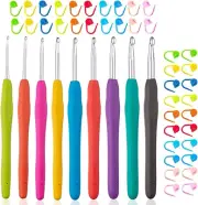 9 PCS Crochet Hooks(2.0-6.0Mm), Ergonomic Crochet Needles Set with 40 Stitch Mar