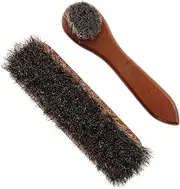 Healvian 2pcs Shoe Brush Versatile Horsehair Cleaning Brushes for Polishing Leather Shoes Ergonomic Grip Durable Design for Boot Care Car Interior Cleaning