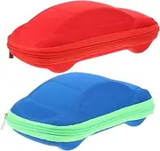 [WESIEVYA] Case for Boys and Girls 2 Pack of Adorable Glasses Case Car Shape with Zipper Random Color