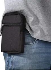 Narunii Universal Mini Belt Bag, Mobile Phone Belt Bag, Nylon Tactical Waist Bag, Small Shoulder Bag for iPhone 14/13/12/Pro/Max, Samsung Galaxy (Black, Style 1)