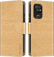 [Shantime] Leather Wallet Case Compatible with Doro 8100 Plus, Colorful Flip Cover with Card Holders Magnetic Closure Full Protection Shell(Gold)