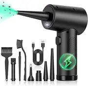 Compressed air Duster- Keyboard Cleaner for Office- no Canned Reusable- Good Replacement can -91000RPM Electric dusters-Compressed air Blower- Jet Fan- Snow Blower for car-7600mAh -pc Cleaning