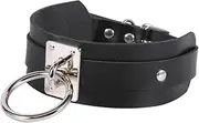 [FOYTOKI] Leather Necklace for Women Thick Black Goth Choker Collar Goth Jewellery Collars for Women Black Jewelry Wide Choker Collar O-ring Neck Chain Women's Accessories Black Punk