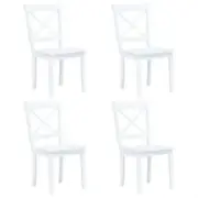 Dining Chairs 4 pcs White Solid Rubber Wood