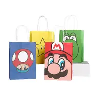 12PC Super Mario Face Paper Lolly Loot Bag & Stickers Gift Bag Kids Birthday Decorations