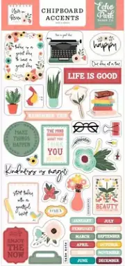 Year Review Month Memories Now Beauty Kindness Happy Echo Park Chipboard Accents