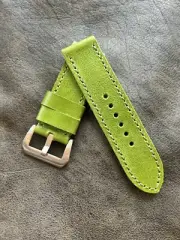 LussoStraps™ Handmade Bright Green Leather Watch Strap for Panerai 24mm or 26mm