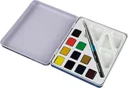 [Daler Rowney] Aquafine 10 Half Pan Watercolour Mini Travel Tin Set
